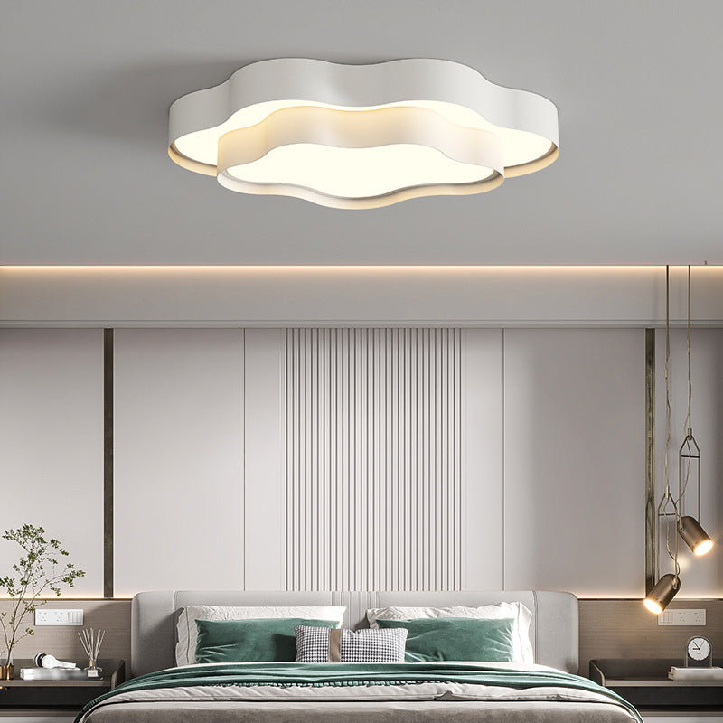 Minimalism Flush Mount White Ceiling Light Fixture with Metal for Living Room