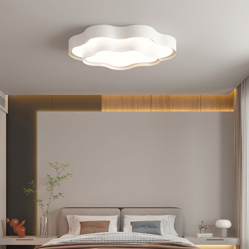 Minimalism Flush Mount White Ceiling Light Fixture with Metal for Living Room