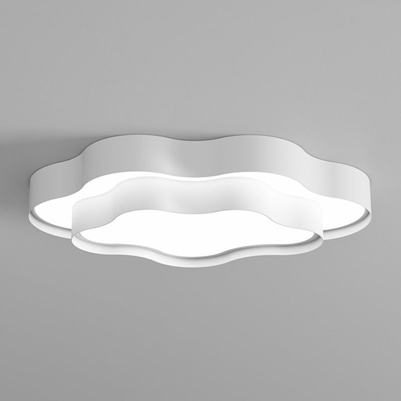 Minimalism Flush Mount White Ceiling Light Fixture with Metal for Living Room