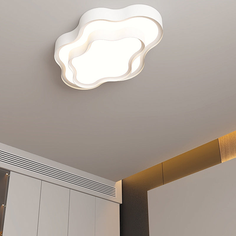 Minimalism Flush Mount White Ceiling Light Fixture with Metal for Living Room