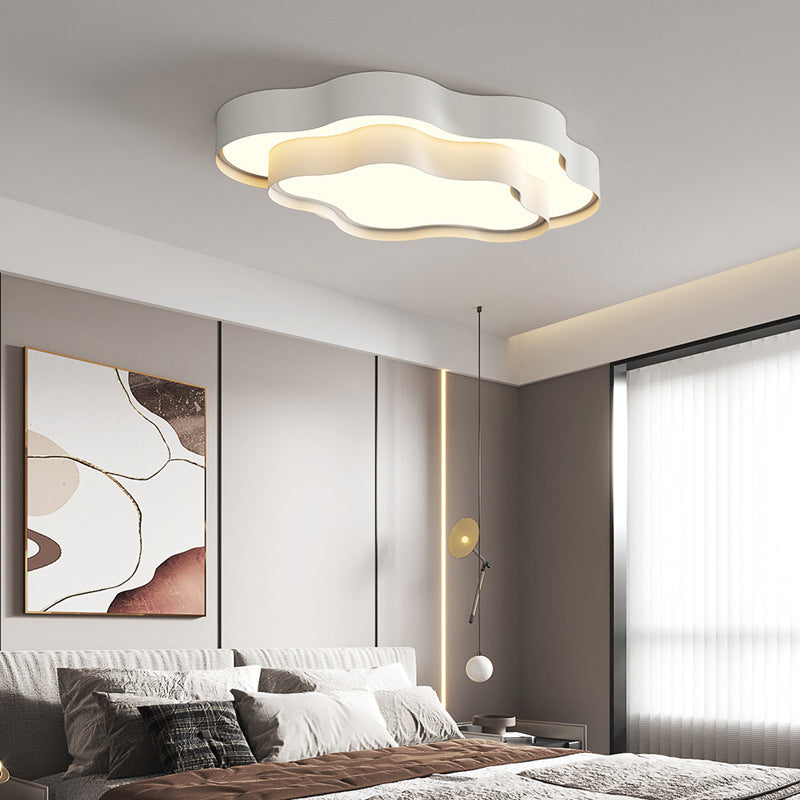 Minimalism Flush Mount White Ceiling Light Fixture with Metal for Living Room