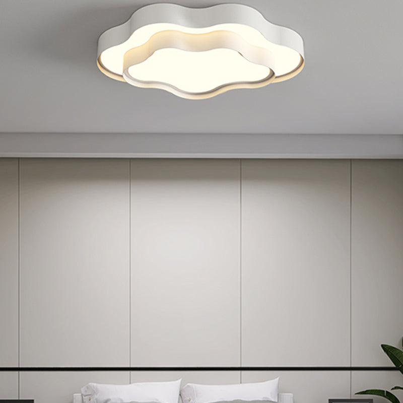 Minimalism Flush Mount White Ceiling Light Fixture with Metal for Living Room