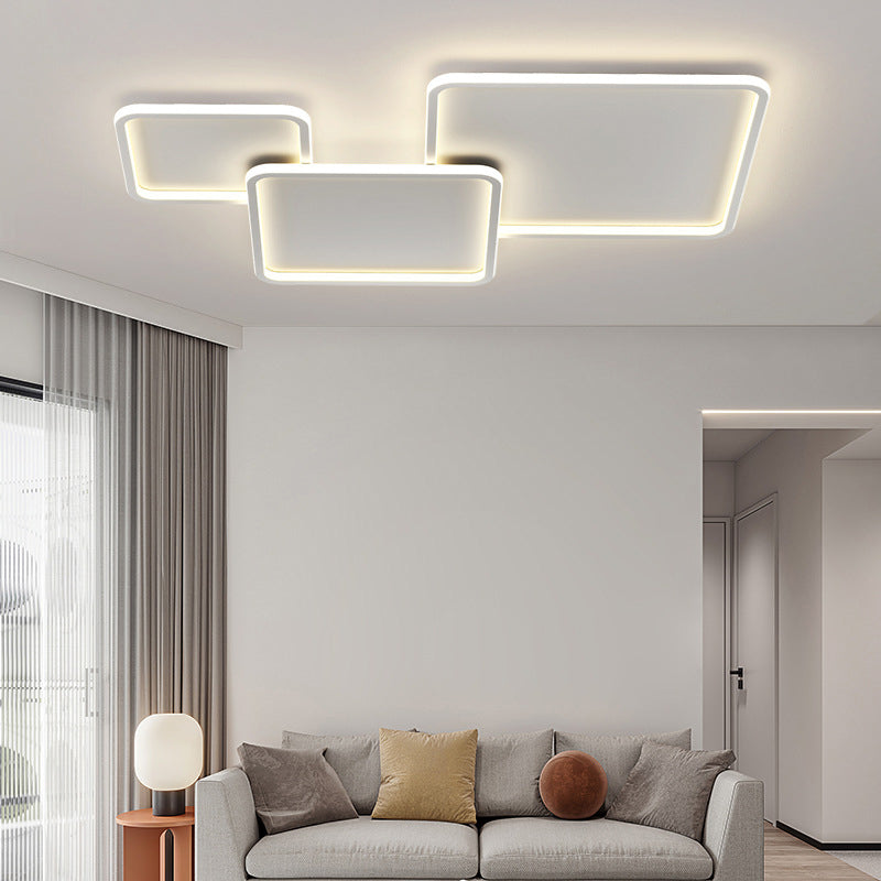 Minimalism Flush Mount Square Ceiling Light Fixture with Metal for Living Room