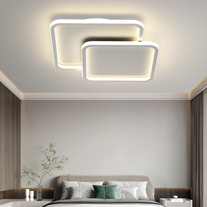 Minimalism Flush Mount Square Ceiling Light Fixture with Metal for Living Room