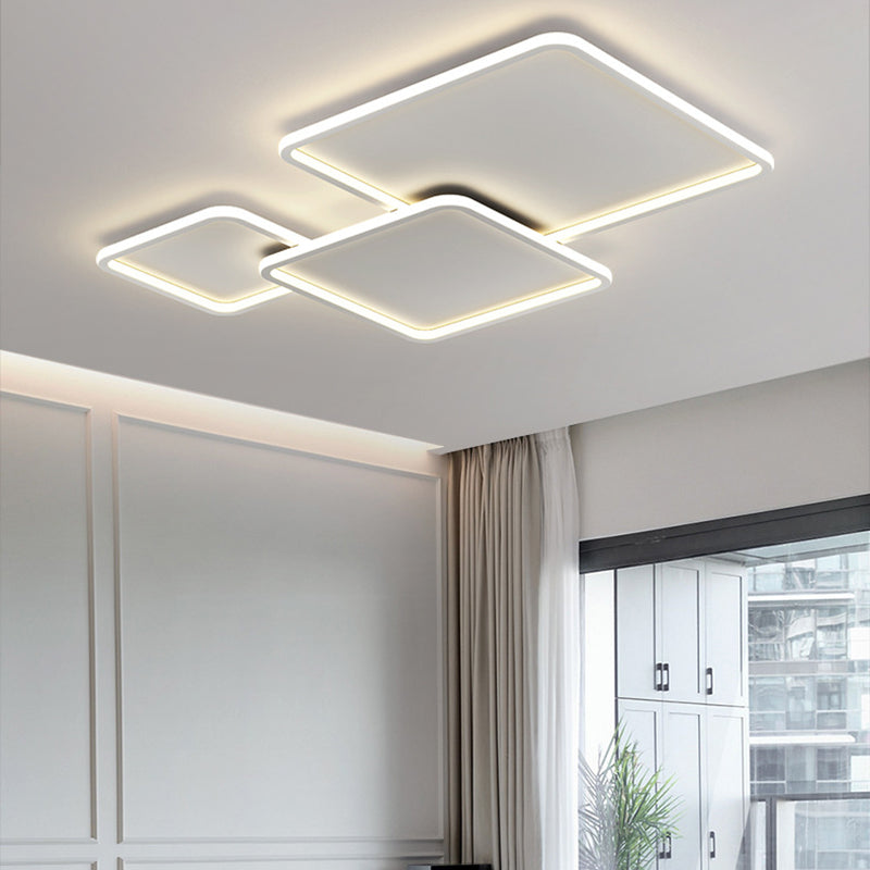 Minimalism Flush Mount Square Ceiling Light Fixture with Metal for Living Room