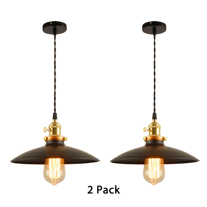 Industrial Style Bowl Pendant Lamp 10"/12.5" Wide 1 Light Metal Hanging Light in Black/White/Red over Table