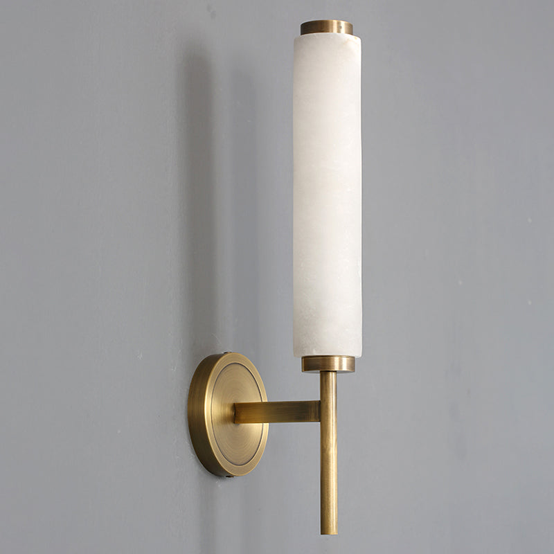 1 / 2 - Light Bath Sconce Brass and Marble Traditional Bathroom Vanity Lighting in Gold