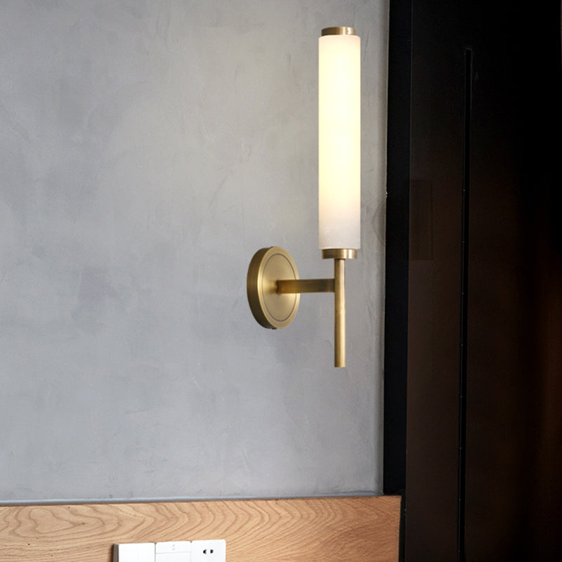 1 / 2 - Light Bath Sconce Brass and Marble Traditional Bathroom Vanity Lighting in Gold