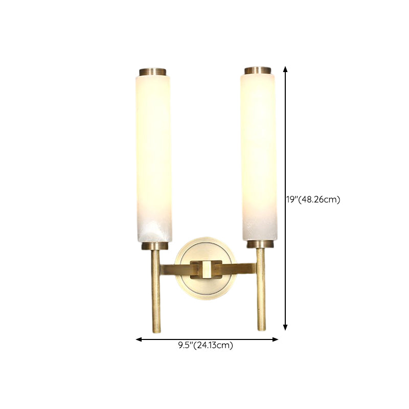 1 / 2 - Light Bath Sconce Brass and Marble Traditional Bathroom Vanity Lighting in Gold