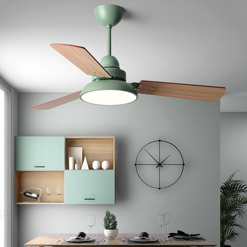 1 - Light LED Ceiling Fan Modern Wood Blade Fan Lighting in 4 Colors