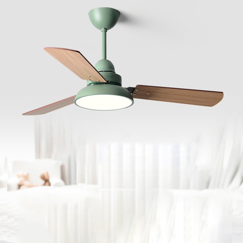 1 - Light LED Ceiling Fan Modern Wood Blade Fan Lighting in 4 Colors