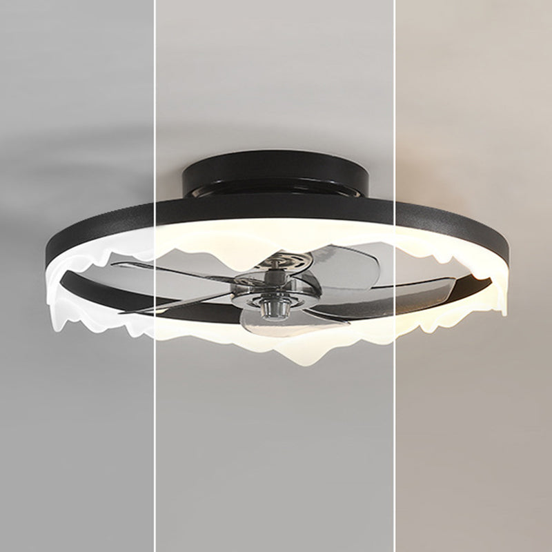 Modernism 5-Blade Ceiling Fan Metallic Black/White Fan with Light for Room