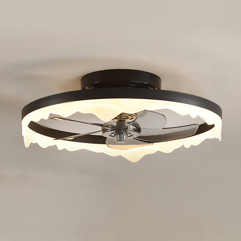 Modernism 5-Blade Ceiling Fan Metallic Black/White Fan with Light for Room