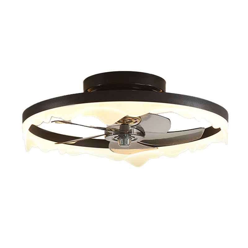 Modernism 5-Blade Ceiling Fan Metallic Black/White Fan with Light for Room