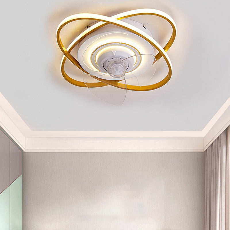 Oval LED Ceiling Fan Light Simple Ceiling Mount Lamp with Acrylic Shade for Bedroom