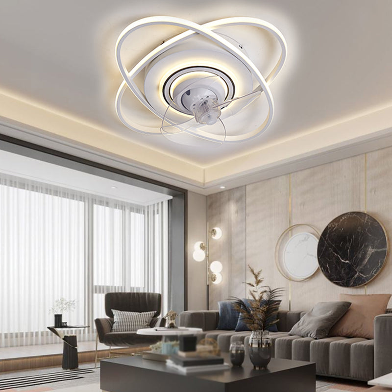 Oval LED Ceiling Fan Light Simple Ceiling Mount Lamp with Acrylic Shade for Bedroom