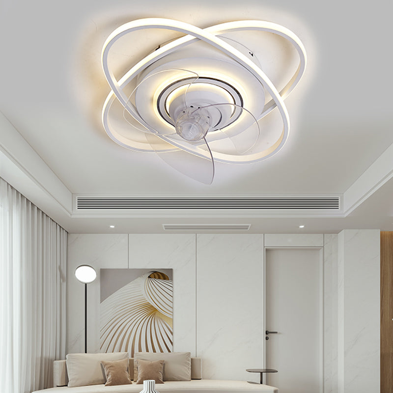 Oval LED Ceiling Fan Light Simple Ceiling Mount Lamp with Acrylic Shade for Bedroom