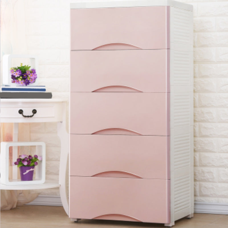 Scandinavian Plastic Kids Dressers Vertical Kids Furniture with Drawers for Bedroom