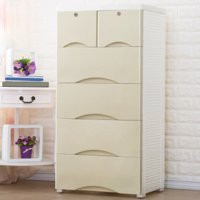 Scandinavian Plastic Kids Dressers Vertical Kids Furniture with Drawers for Bedroom