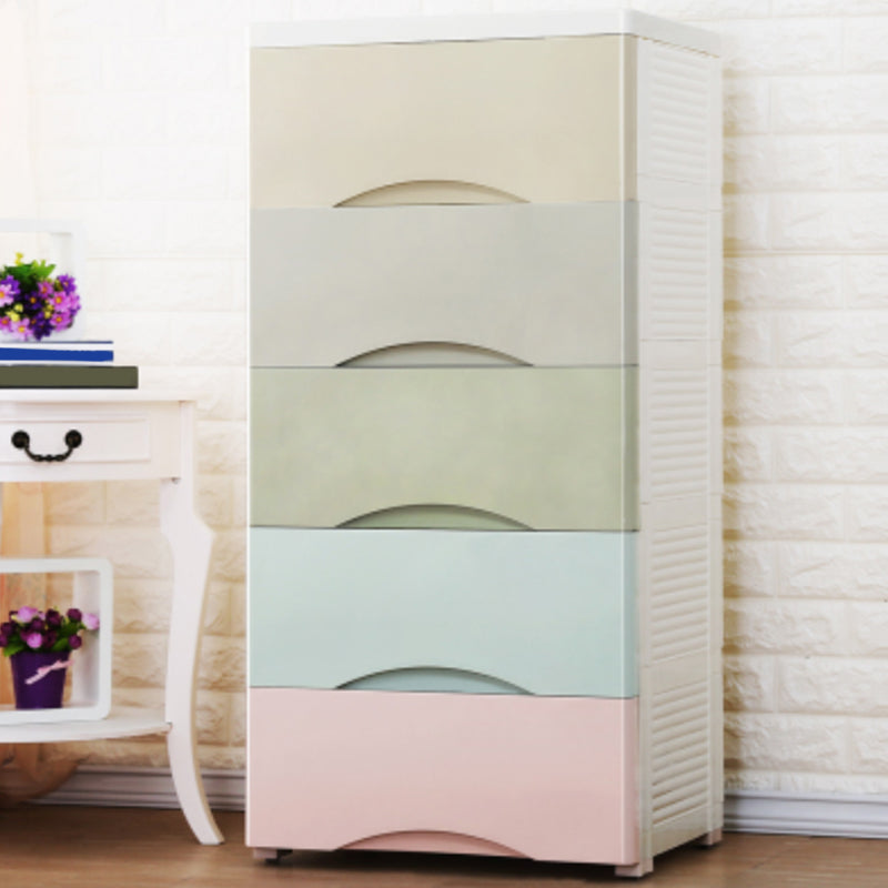 Scandinavian Plastic Kids Dressers Vertical Kids Furniture with Drawers for Bedroom