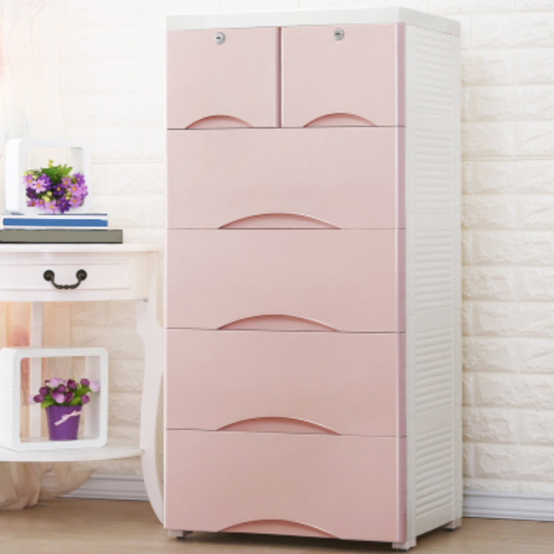 Scandinavian Plastic Kids Dressers Vertical Kids Furniture with Drawers for Bedroom