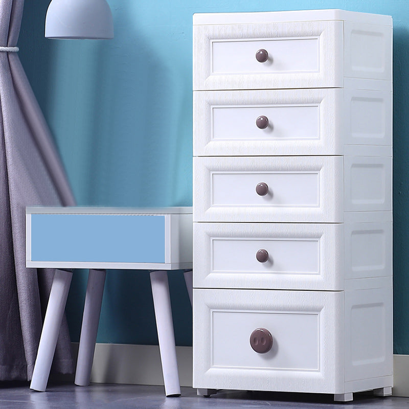 Modern Kids Nightstand Plastic Chest Nursery Dresser with 5 Drawers , 11.7 Inch W