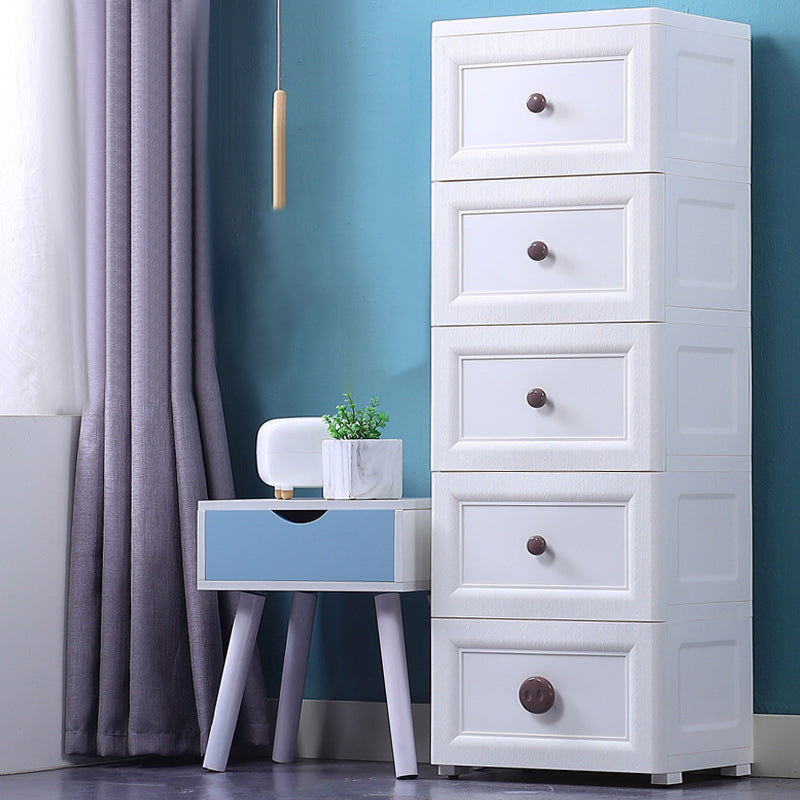 Modern Kids Nightstand Plastic Chest Nursery Dresser with 5 Drawers , 11.7 Inch W