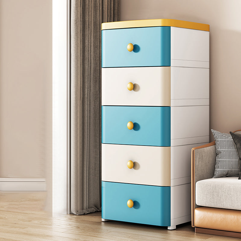 Contemporary Vertical Nursery Dresser Plastic Kids Nightstand with Drawers for Bathroom