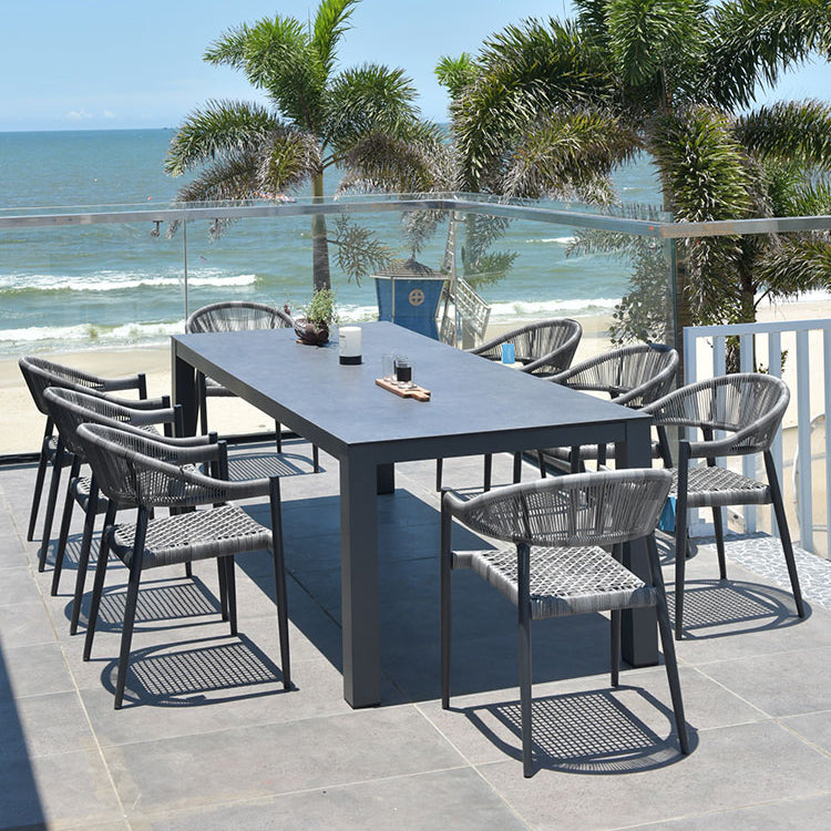 Industrial Aluminum Frame Patio Table Water and Fire Resistant Patio Table