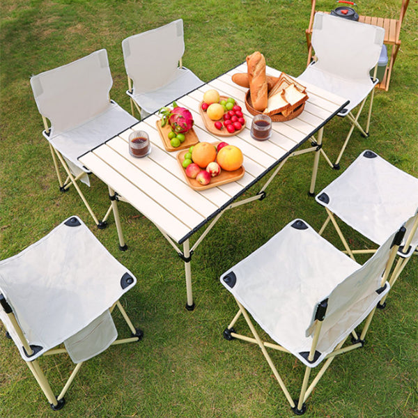 Contemporary Aluminum Camping Table Removable Folding Table in White and Black