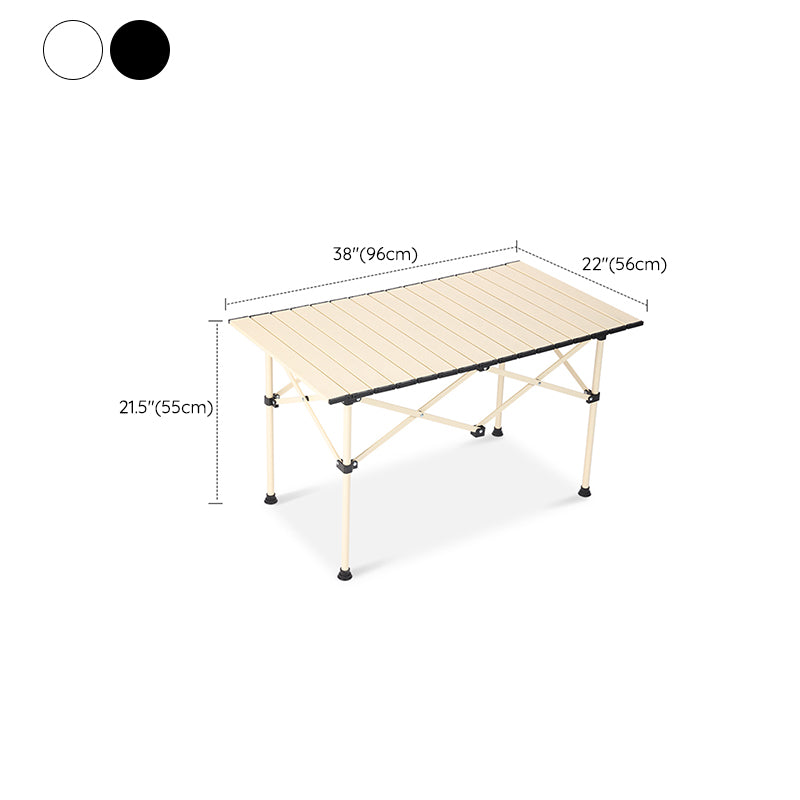 Contemporary Aluminum Camping Table Removable Folding Table in White and Black