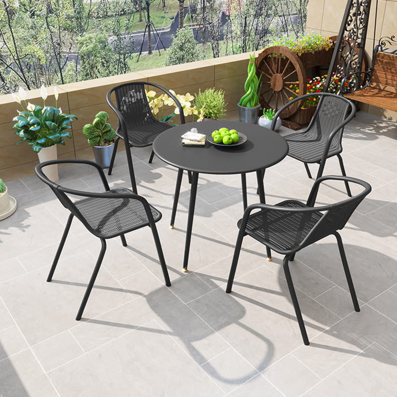 Modern Round Iron Patio Table Water Resistant and UV Resistant Bistro Table