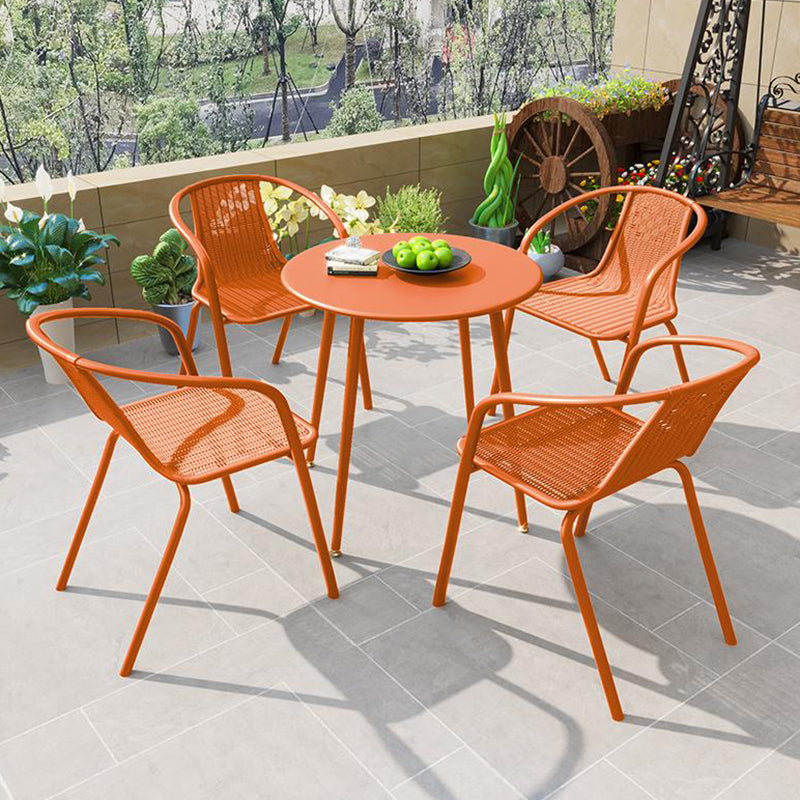 Modern Round Iron Patio Table Water Resistant and UV Resistant Bistro Table