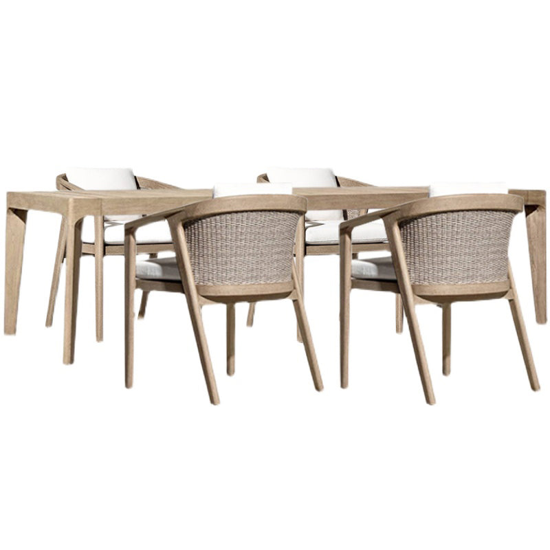 Contemporary Top Patio Table Rectangle Solid Wood Patio Table