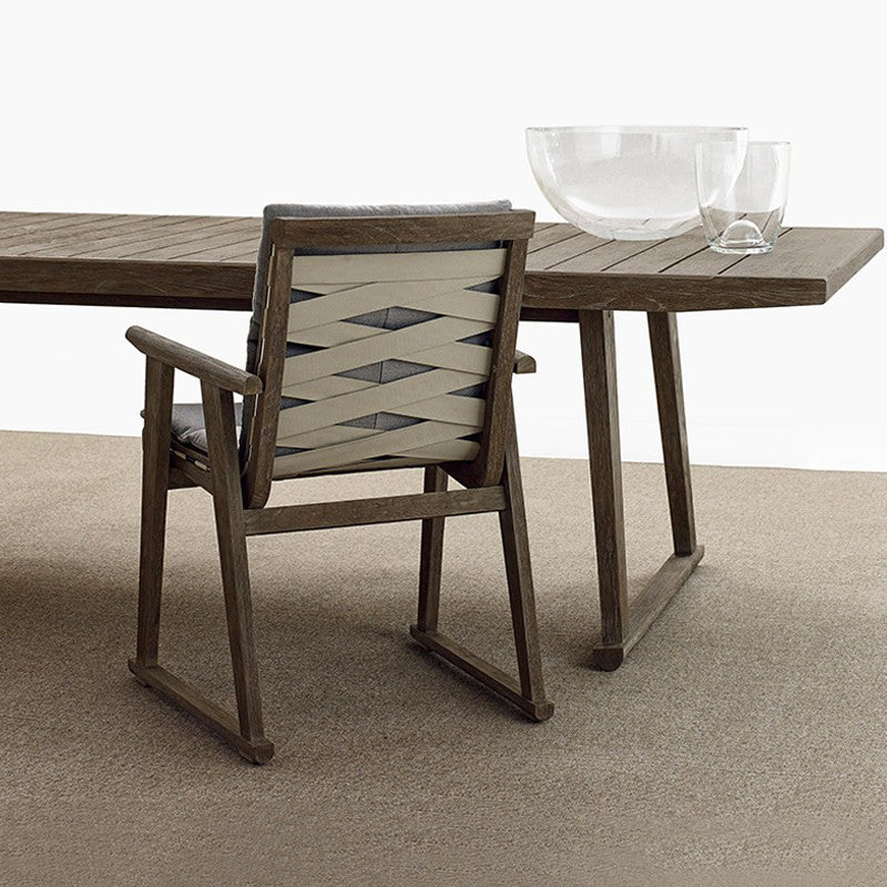 Contemporary Top Patio Table Solid Wood Rectangle Patio Table