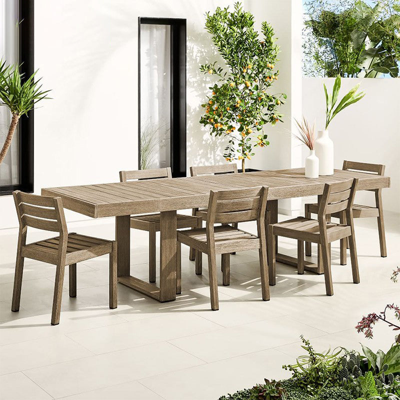 Contemporary Style Top Dining Table Solid Wood Outdoor Dining Table