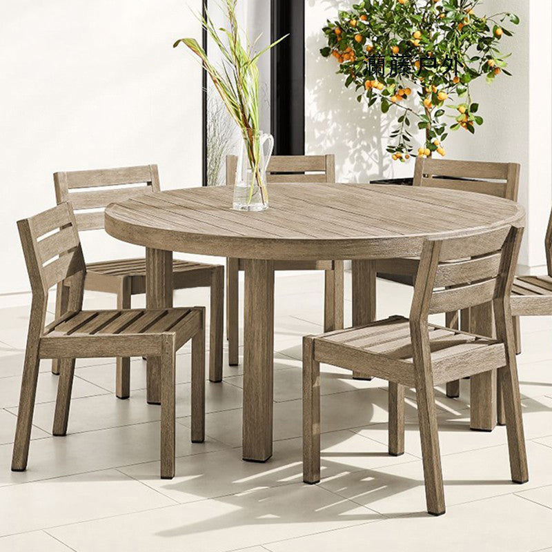 Contemporary Style Top Dining Table Solid Wood Outdoor Dining Table