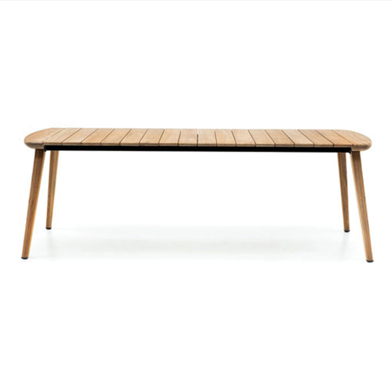 Solid Wood Top Patio Table Contemporary Rectangle 4 Legs Patio Table