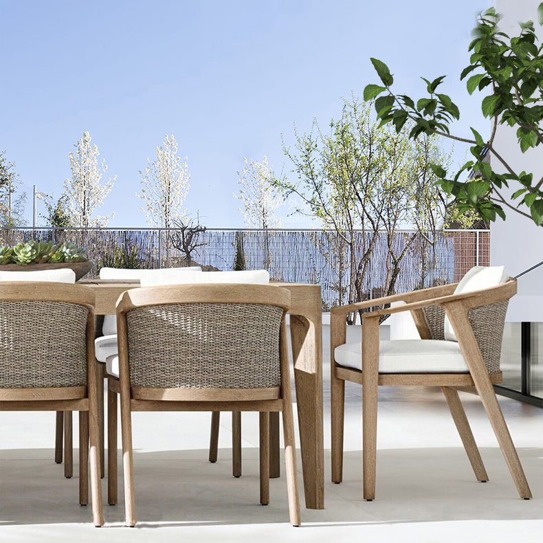 Contemporary Style Patio Table Rectangle Solid Wood Patio Table