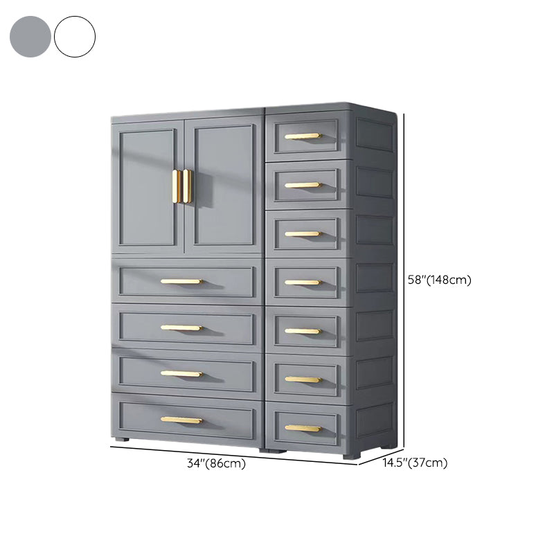 Modern Style Plastic Kids Closet Bedroom Armoire Cabinet with Door