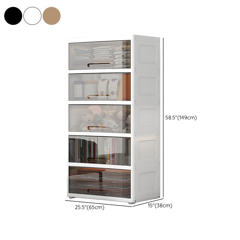 Contemporary Style Kids Closet Plastic Door Included Kid's Wardrobe for Home