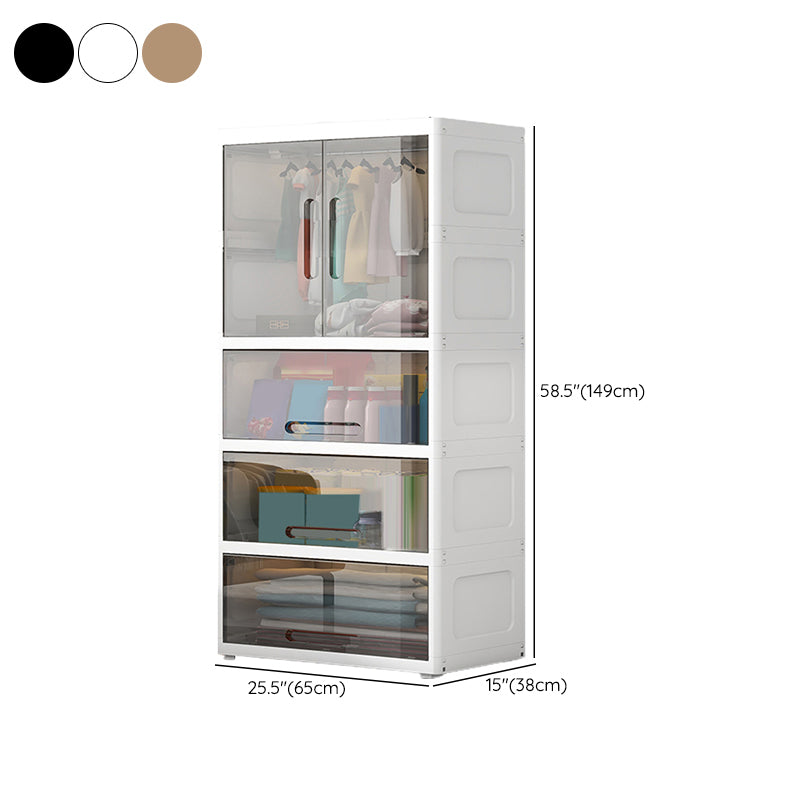 Contemporary Style Kids Closet Plastic Door Included Kid's Wardrobe for Home