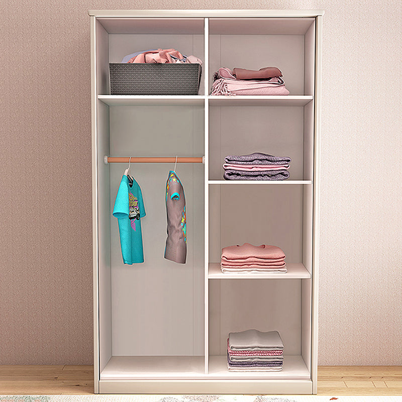 Contemporary Coat Locker Wooden Cloth Rod Included Wardrobe Closet with 4 Shelves