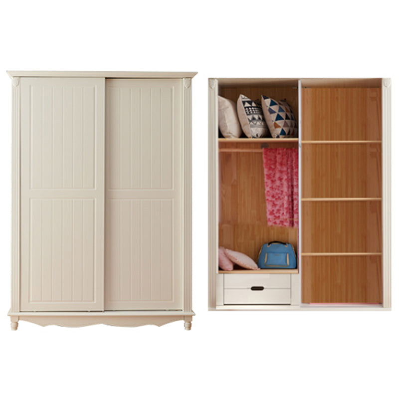 Contemporary Coat Locker Wooden Cloth Rod Included Wardrobe Closet with 4 Shelves