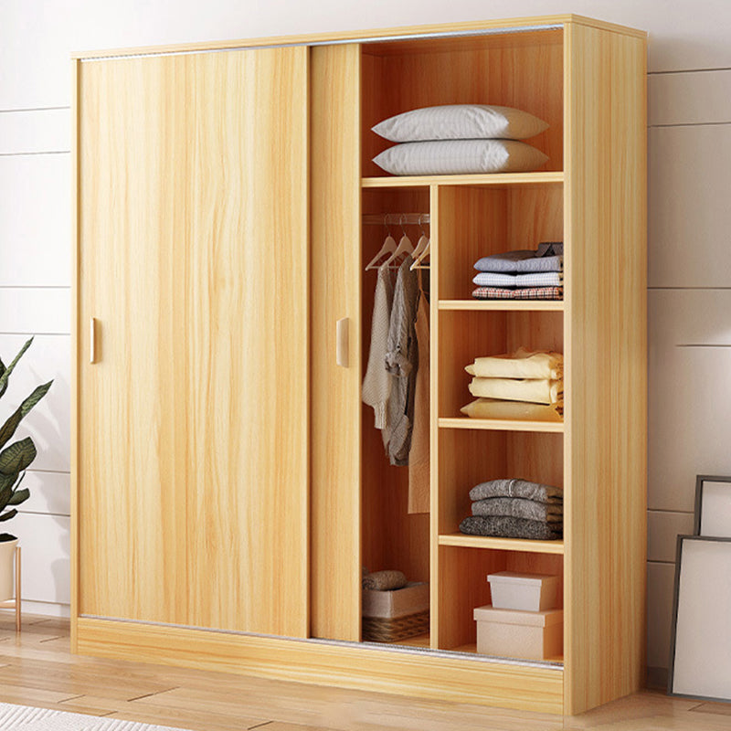 Manufactured Wood Kids Closet Modern Cloth Rod Included Wardrobe Closet with Shelves