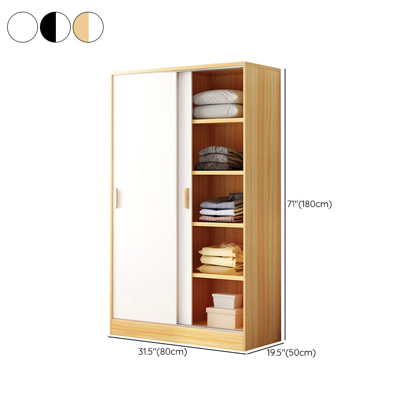 Manufactured Wood Kids Closet Modern Cloth Rod Included Wardrobe Closet with Shelves