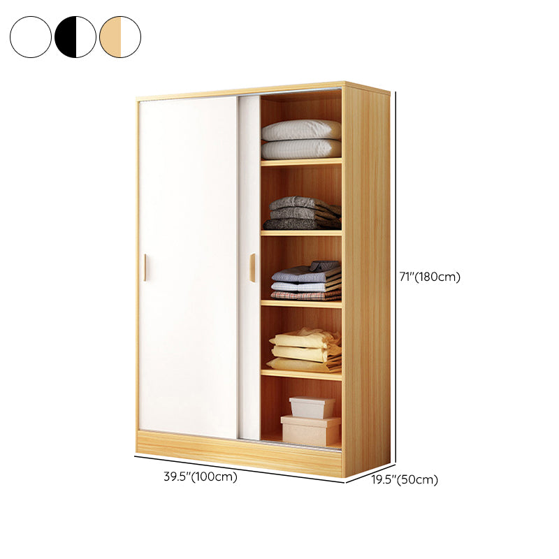 Manufactured Wood Kids Closet Modern Cloth Rod Included Wardrobe Closet with Shelves