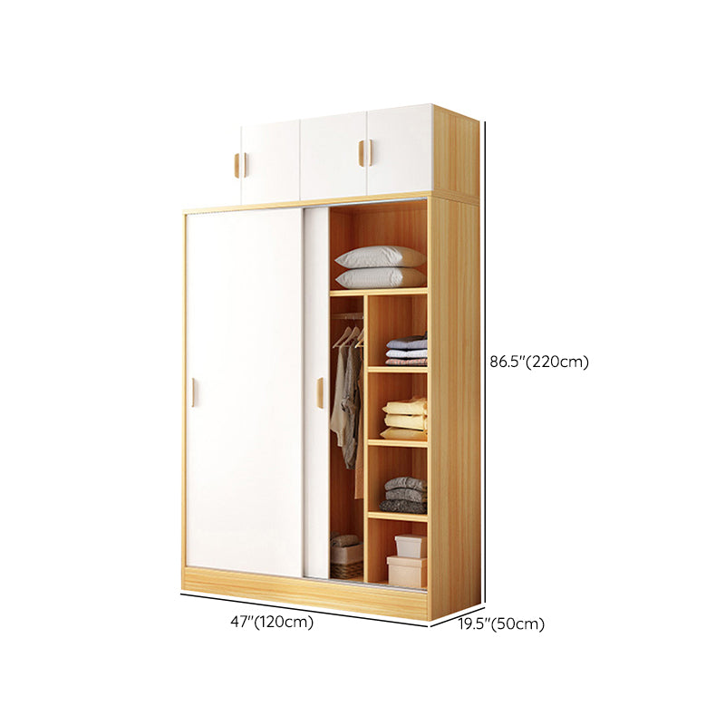 Manufactured Wood Kids Closet Modern Cloth Rod Included Wardrobe Closet with Shelves