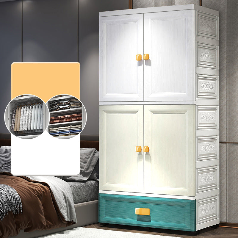 Contemporary Plastic Armoire Cabinet Door Included Youth Armoire with wheels