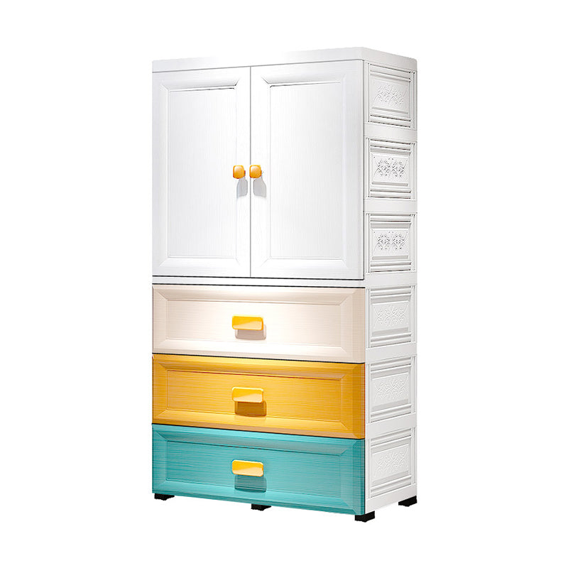 Contemporary Plastic Armoire Cabinet Door Included Youth Armoire with wheels